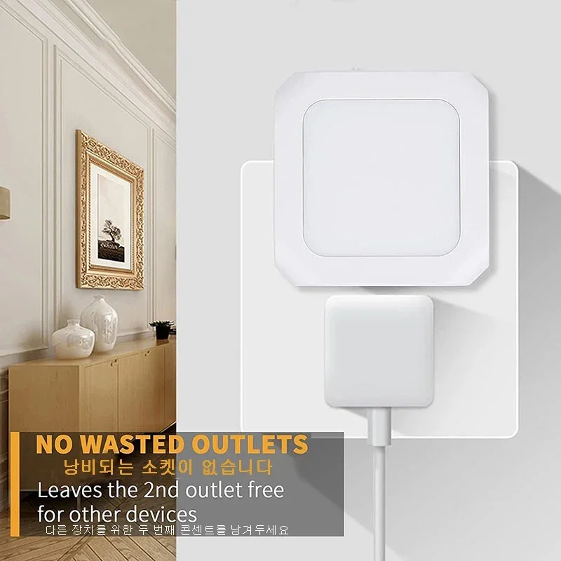 Mini LED Night Lights Plug in Light Dimmable Lamps Energy Saving Square Lamp Under Cabinet Light Kitchen Living Room Aisle WC