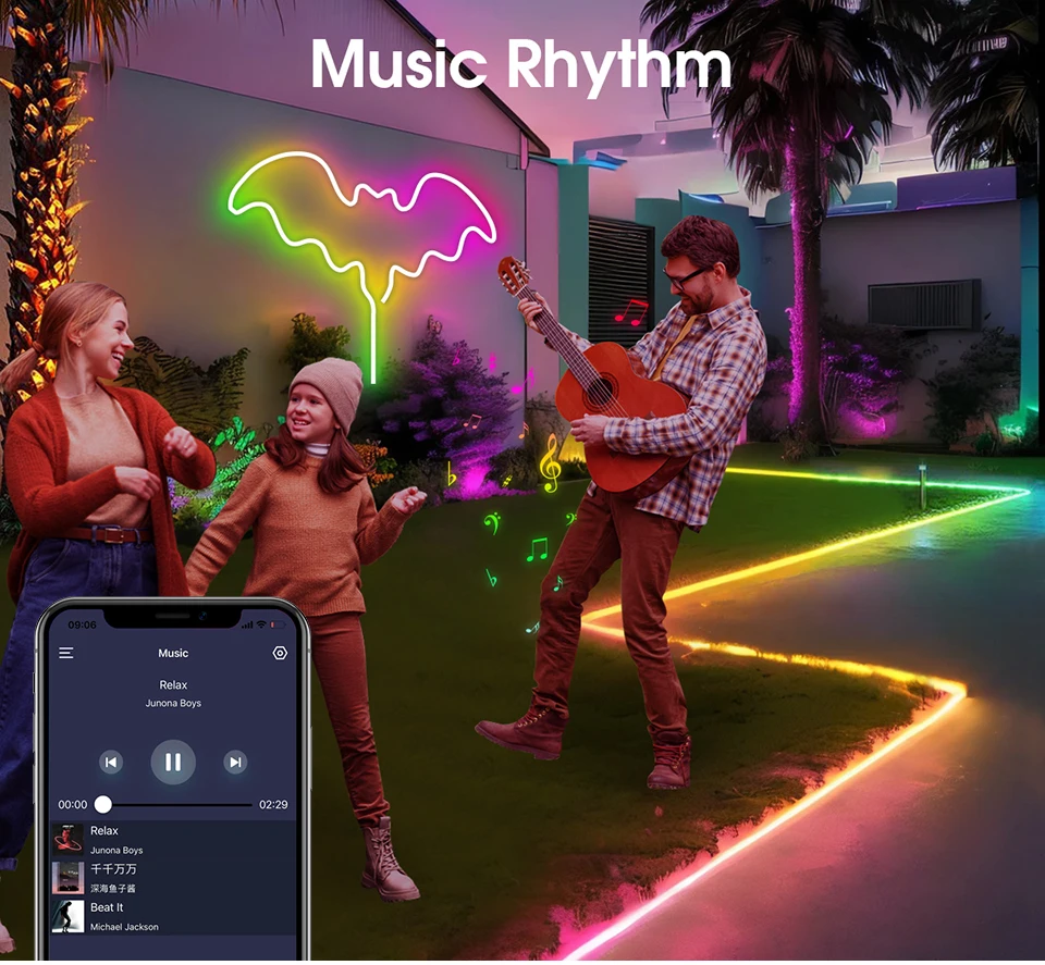 5V USB RGBIC Neon LED Strip WS2812 Fairy Dream Color RGB LED Neon Rope Lights with Bluetooth App and Remote For DIY Home Deocor