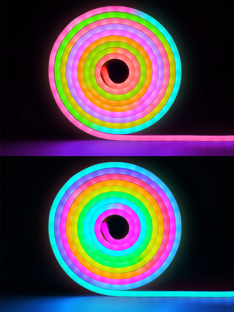 5V USB RGBIC Neon LED Strip WS2812 Fairy Dream Color RGB LED Neon Rope Lights with Bluetooth App and Remote For DIY Home Deocor