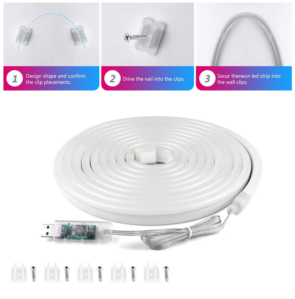 5V USB RGBIC Neon LED Strip WS2812 Fairy Dream Color RGB LED Neon Rope Lights with Bluetooth App and Remote For DIY Home Deocor