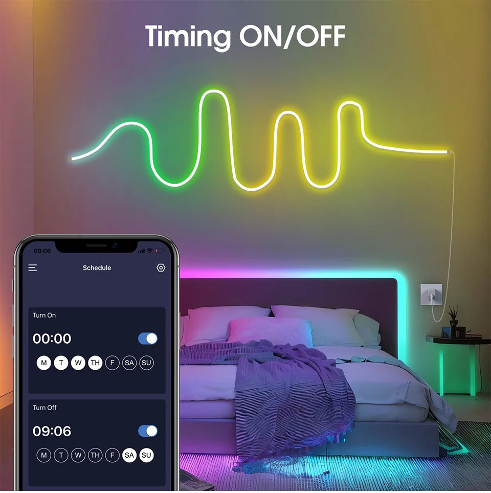 5V USB RGBIC Neon LED Strip WS2812 Fairy Dream Color RGB LED Neon Rope Lights with Bluetooth App and Remote For DIY Home Deocor