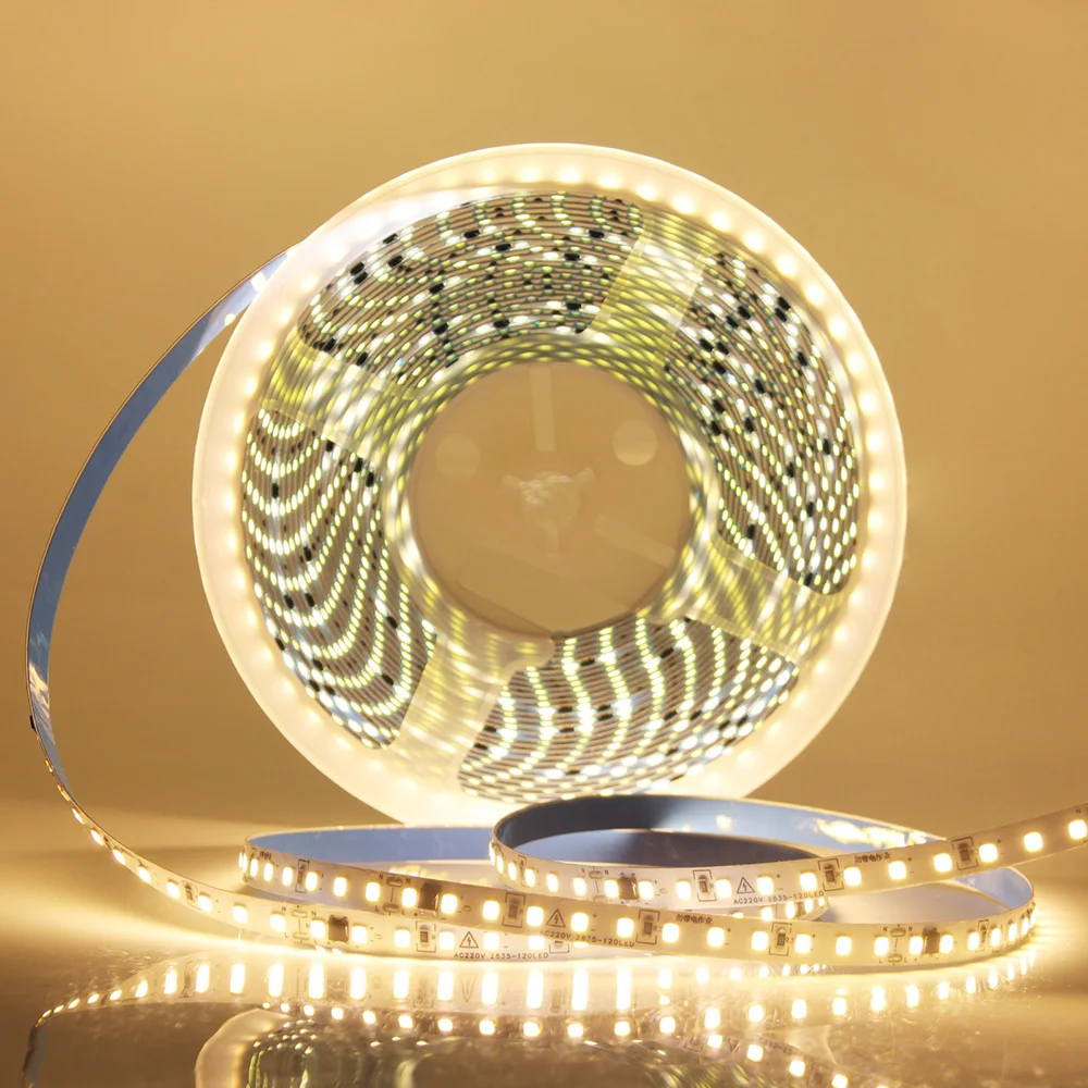 5m 10m 20m 50m Led Strip Light Adhesive Tape AC 220V 230V IP55 2835 120 240 LED Flexible Led Ribbon Stripe Home Lighting 9 Color
