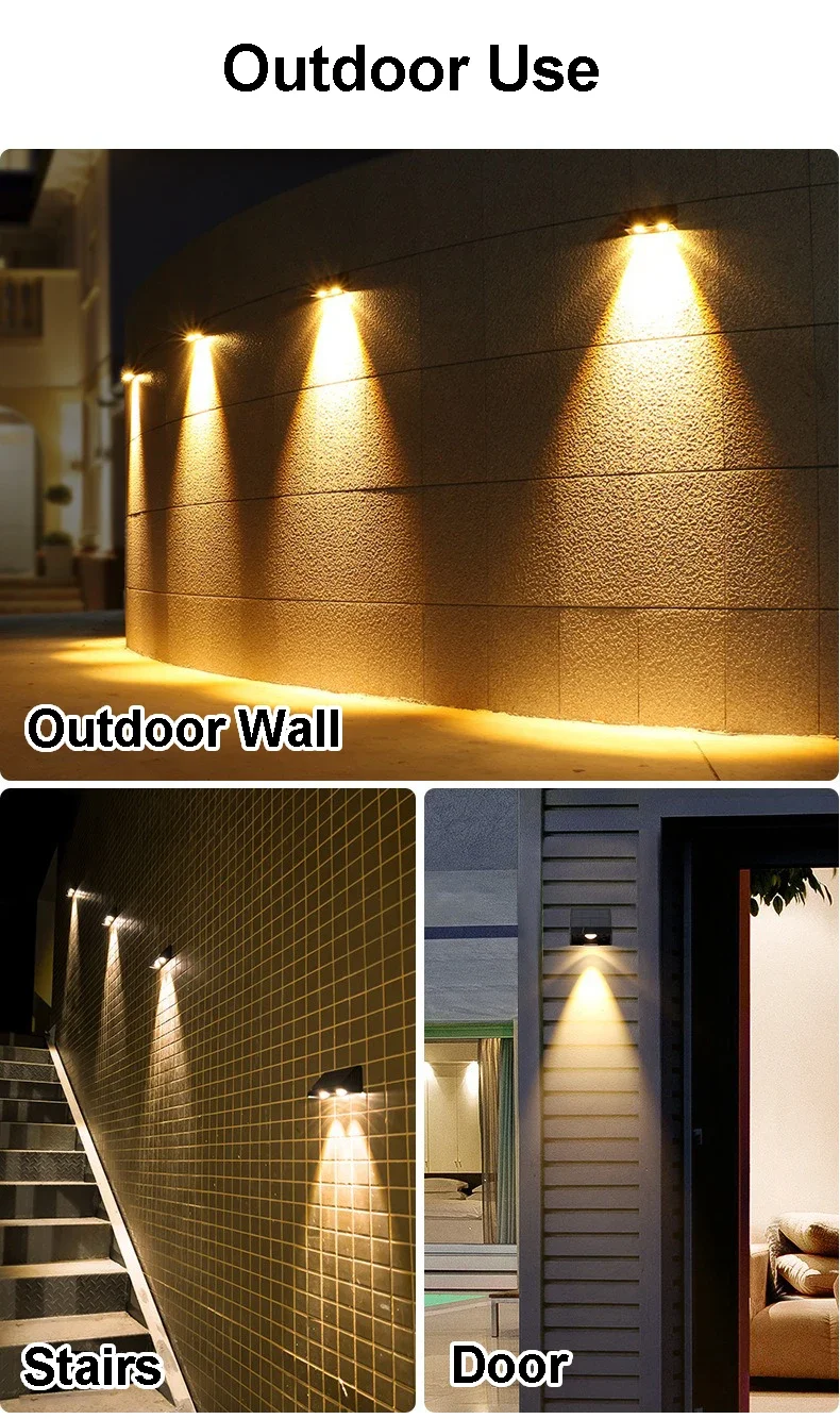 Solar Wall Light Outdoor Porch Lights Illumination Waterproof LED Lamp Bulb Automatic Lighting at Night for Garden Yard Balcony