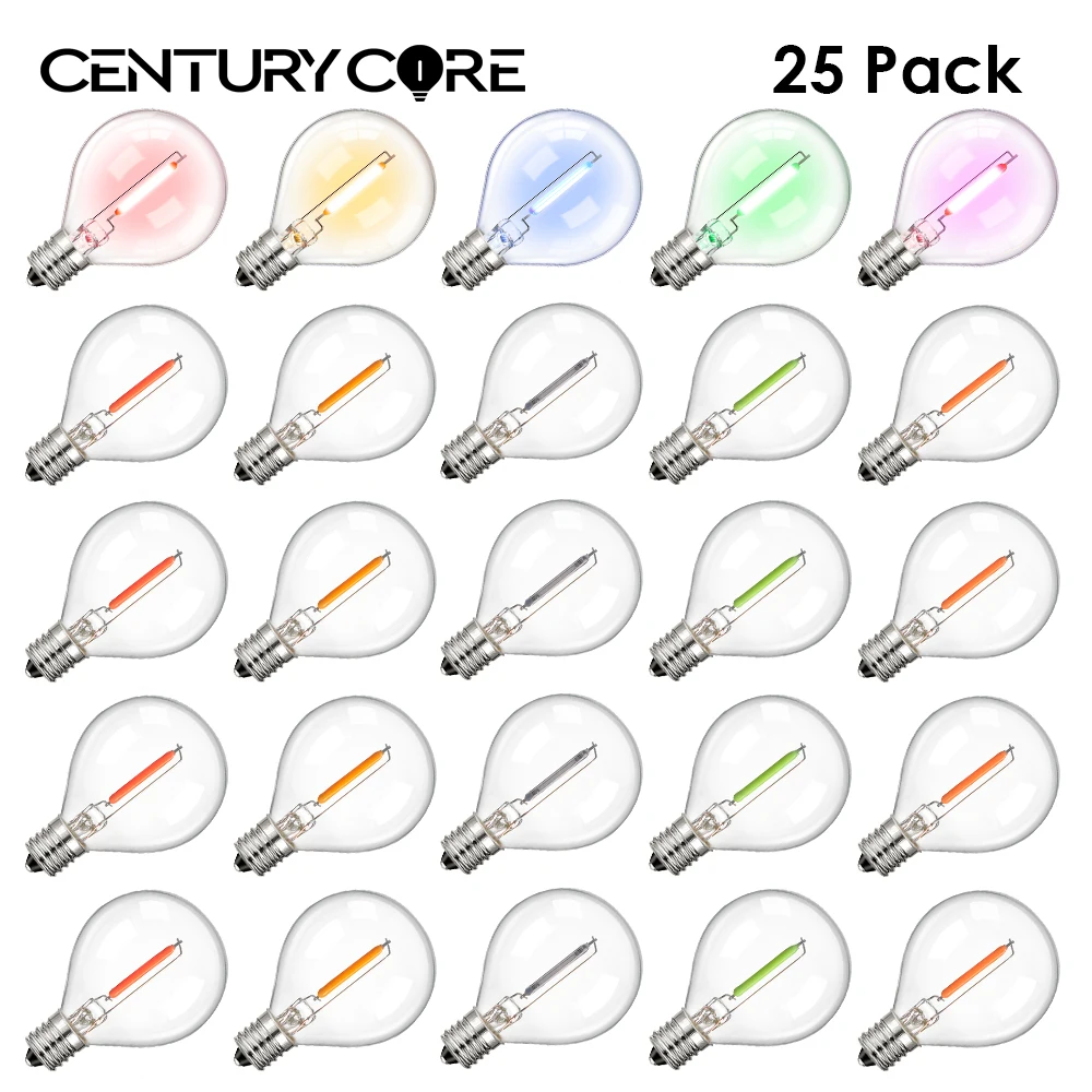 Multicolor G40 Led Bulbs Outdoor E12 110V 220V String Light Replaceable Bulb Waterproof Colorful RGB Filament Decoration Light