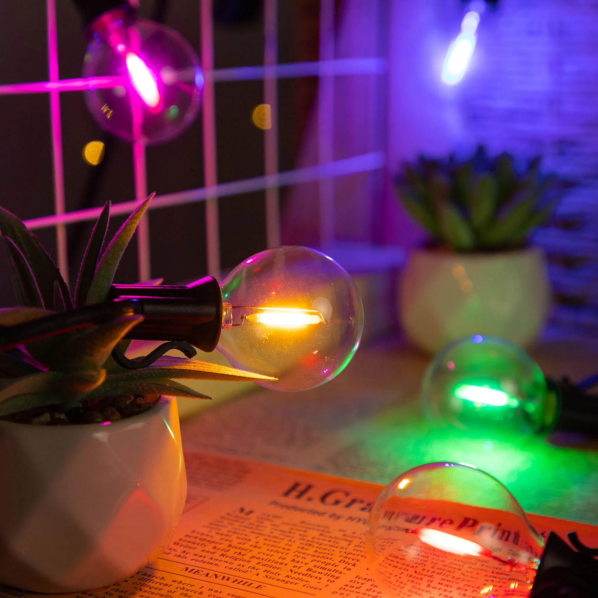 Multicolor G40 Led Bulbs Outdoor E12 110V 220V String Light Replaceable Bulb Waterproof Colorful RGB Filament Decoration Light