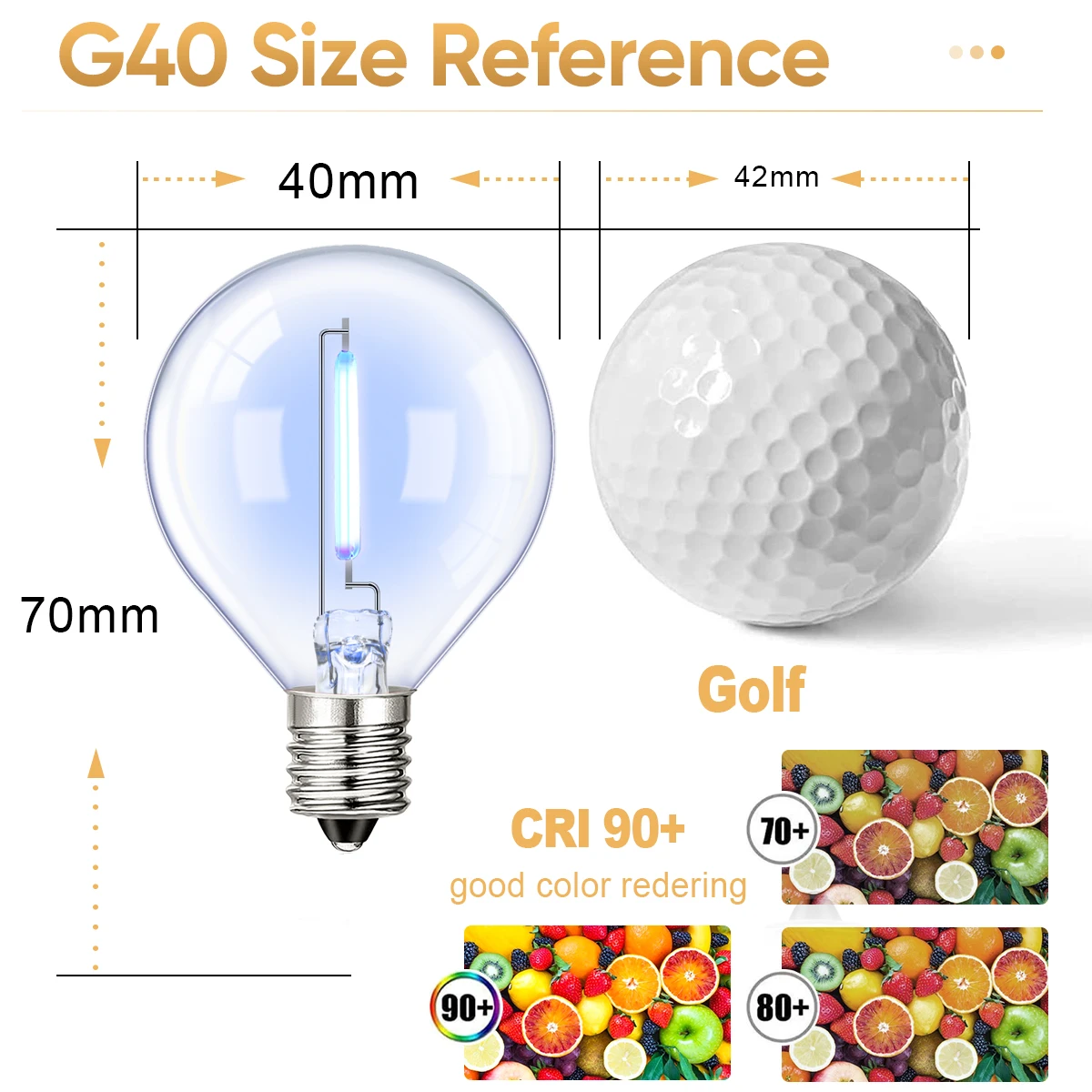 Multicolor G40 Led Bulbs Outdoor E12 110V 220V String Light Replaceable Bulb Waterproof Colorful RGB Filament Decoration Light