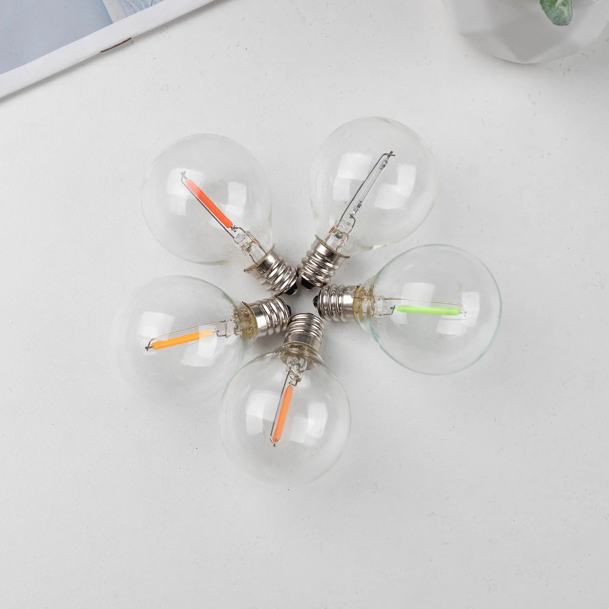 Multicolor G40 Led Bulbs Outdoor E12 110V 220V String Light Replaceable Bulb Waterproof Colorful RGB Filament Decoration Light