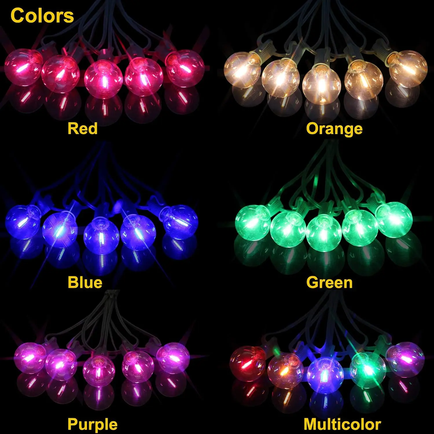 Multicolor G40 Led Bulbs Outdoor E12 110V 220V String Light Replaceable Bulb Waterproof Colorful RGB Filament Decoration Light
