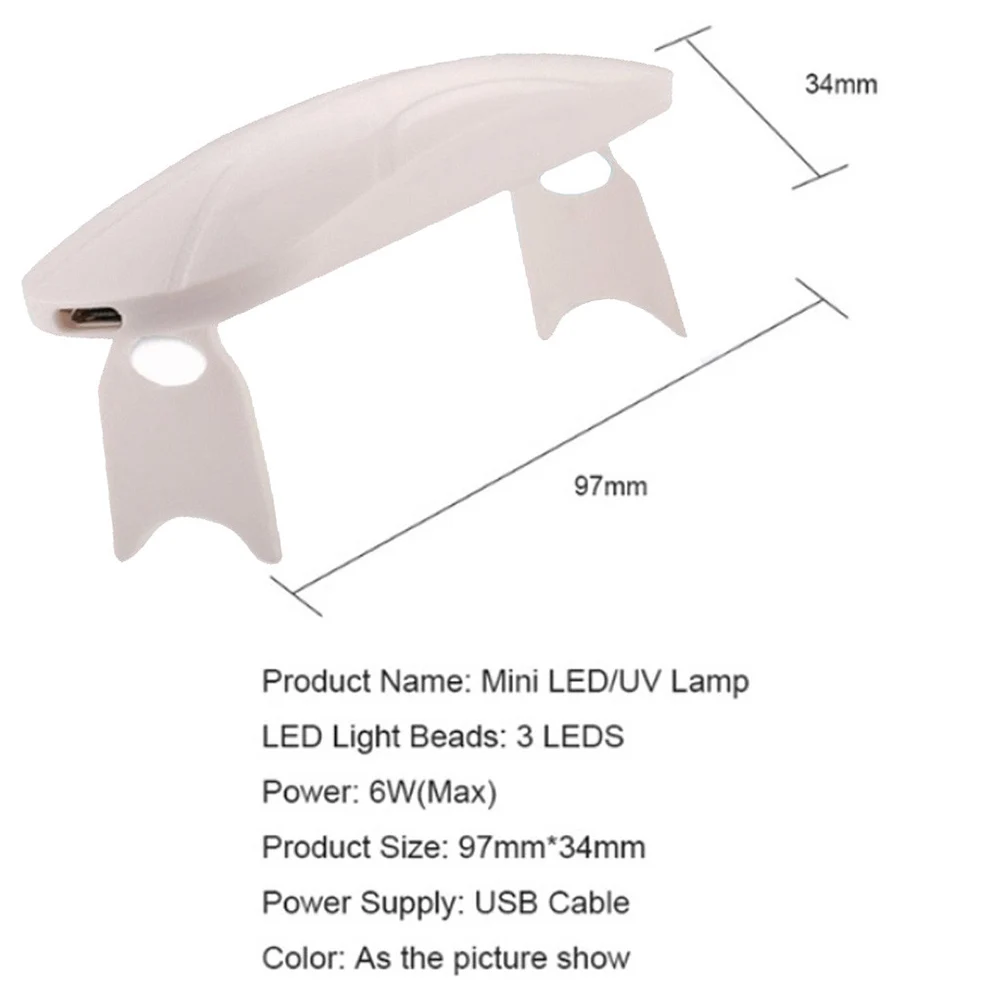 Mini Usb 6W Nail Drying Lamp Machine Portable 3 LED UV Manicure Lamp Nails USB Cable Home Use Nail Lamp Small Desk Drying Nail