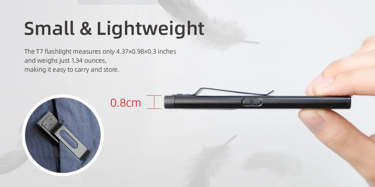 WARSUN T7 LED Torch Portable Mini Flashlight 800LM Rechargeable Pocket Light Magnetic Base Clip Work Light Hiking Fishing EDC