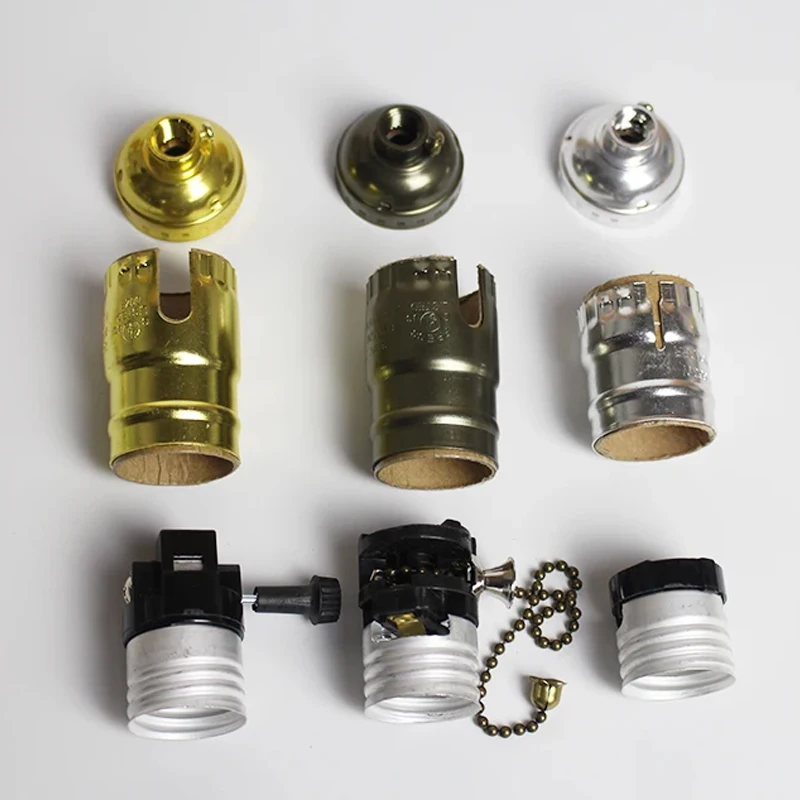 Vintage Lampholder E26 E27 Metal Chain Industrial Lamp Base 110V 220V Aluminum Switch Socket For Vials Pendant Light