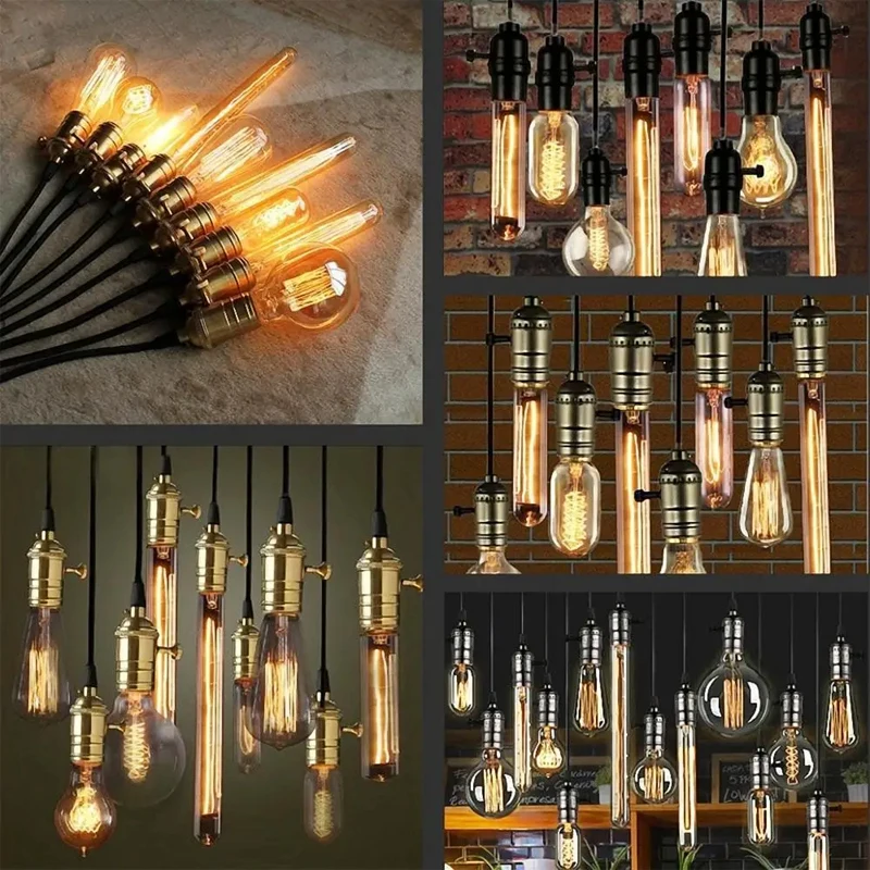 Vintage Lampholder E26 E27 Metal Chain Industrial Lamp Base 110V 220V Aluminum Switch Socket For Vials Pendant Light