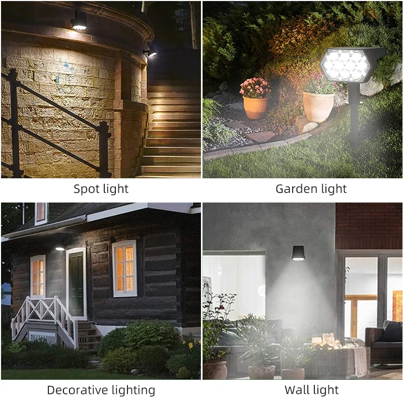Solar Lights Outdoor 92 LED Solar Spot Lights Outdoor IP67 Waterproof Solar Garden Lights 2 In 1 for Yard Garden Porch