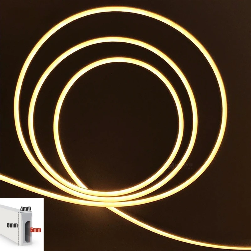 4x8mm Super Thin LED Neon Strip Light DC12V Flexible Waterproof Silicone Tube Diffuser Recessed Cabinet Bedroom Tape Neon Lights