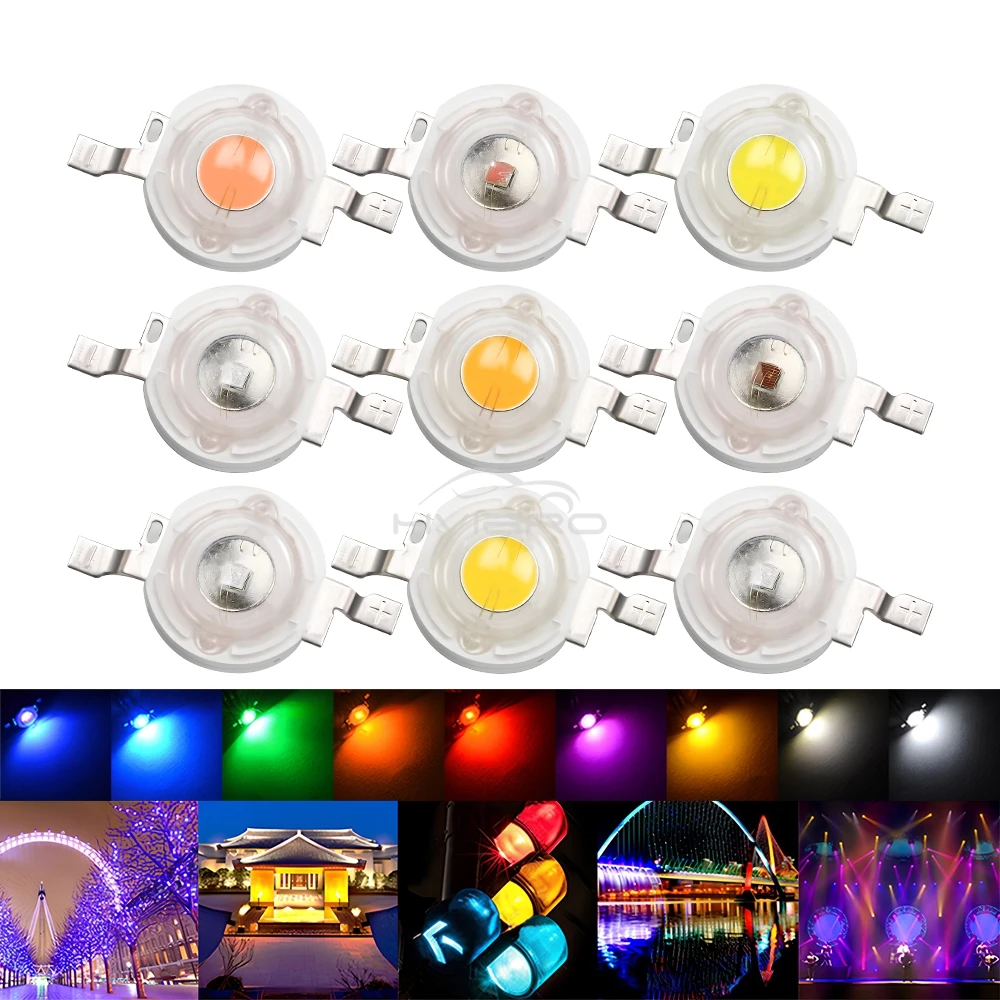 10Pcs 1W High Power LED Chip Lamp Bulb 110-120LM Bead Line Emitter Diode White Red Green Blue Yellow DIY Led Lights Decoration
