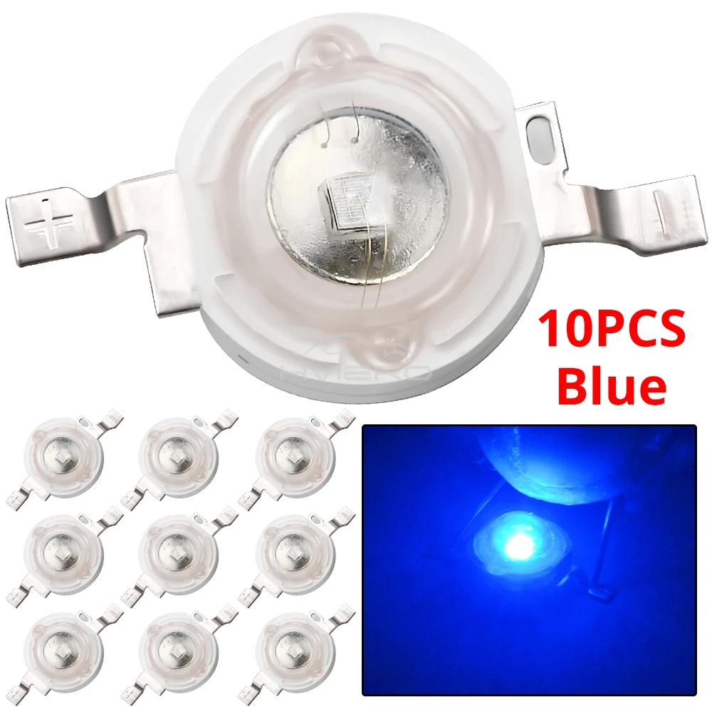 10Pcs DC 3V 3W High Power Light-Emitting Diode LEDs Chip SMD Lights Bead Emitter White Red Green Blue Yellow Bulb Diodes Lamps