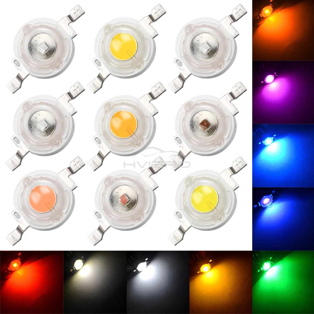 10Pcs DC 3V 3W High Power Light-Emitting Diode LEDs Chip SMD Lights Bead Emitter White Red Green Blue Yellow Bulb Diodes Lamps