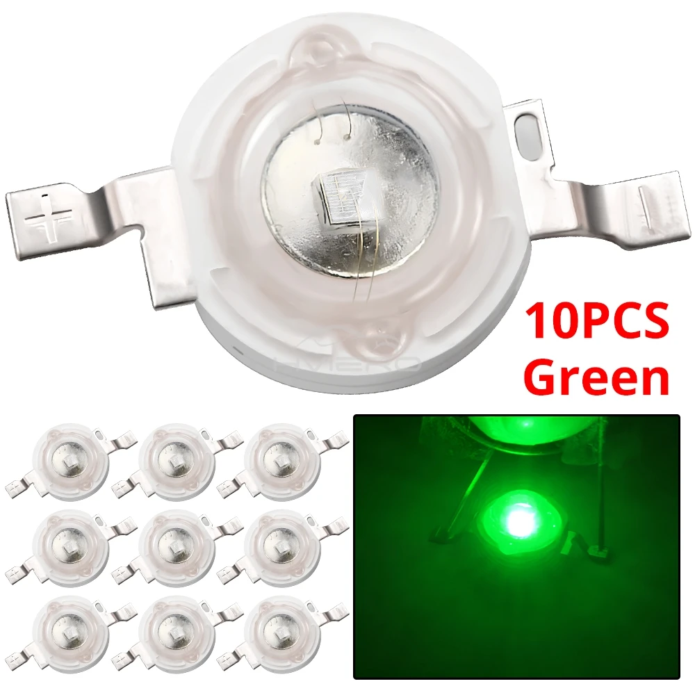 10Pcs DC 3V 3W High Power Light-Emitting Diode LEDs Chip SMD Lights Bead Emitter White Red Green Blue Yellow Bulb Diodes Lamps