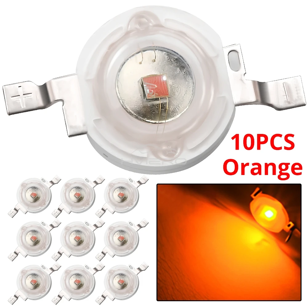 10Pcs DC 3V 3W High Power Light-Emitting Diode LEDs Chip SMD Lights Bead Emitter White Red Green Blue Yellow Bulb Diodes Lamps