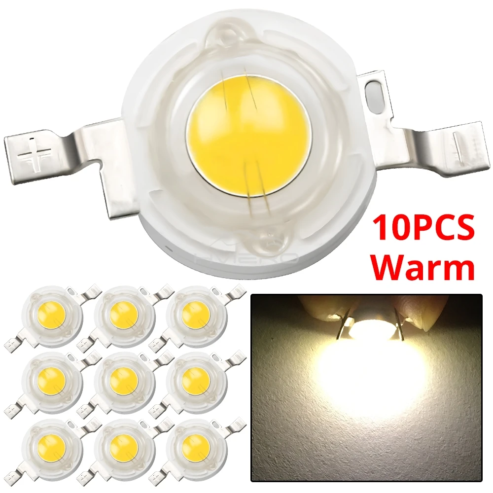 10Pcs DC 3V 3W High Power Light-Emitting Diode LEDs Chip SMD Lights Bead Emitter White Red Green Blue Yellow Bulb Diodes Lamps