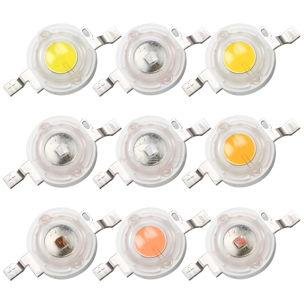 10Pcs DC 3V 3W High Power Light-Emitting Diode LEDs Chip SMD Lights Bead Emitter White Red Green Blue Yellow Bulb Diodes Lamps