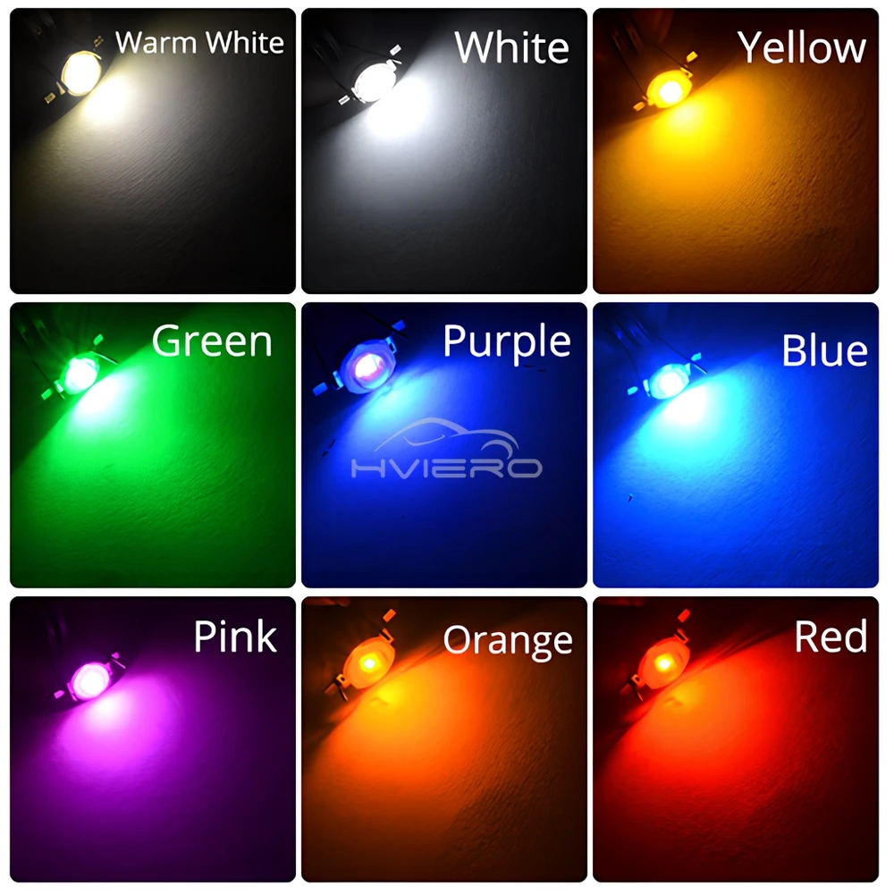 10Pcs DC 3V 3W High Power Light-Emitting Diode LEDs Chip SMD Lights Bead Emitter White Red Green Blue Yellow Bulb Diodes Lamps