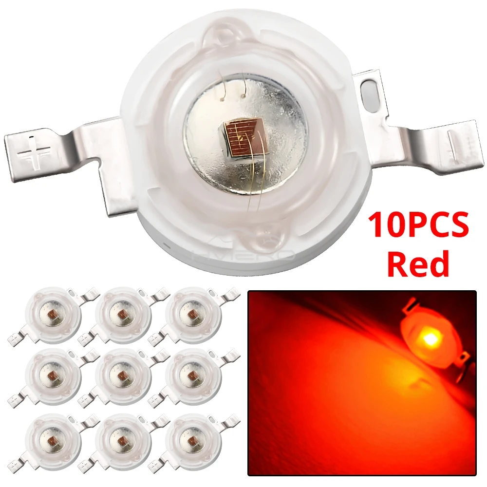 10Pcs DC 3V 3W High Power Light-Emitting Diode LEDs Chip SMD Lights Bead Emitter White Red Green Blue Yellow Bulb Diodes Lamps