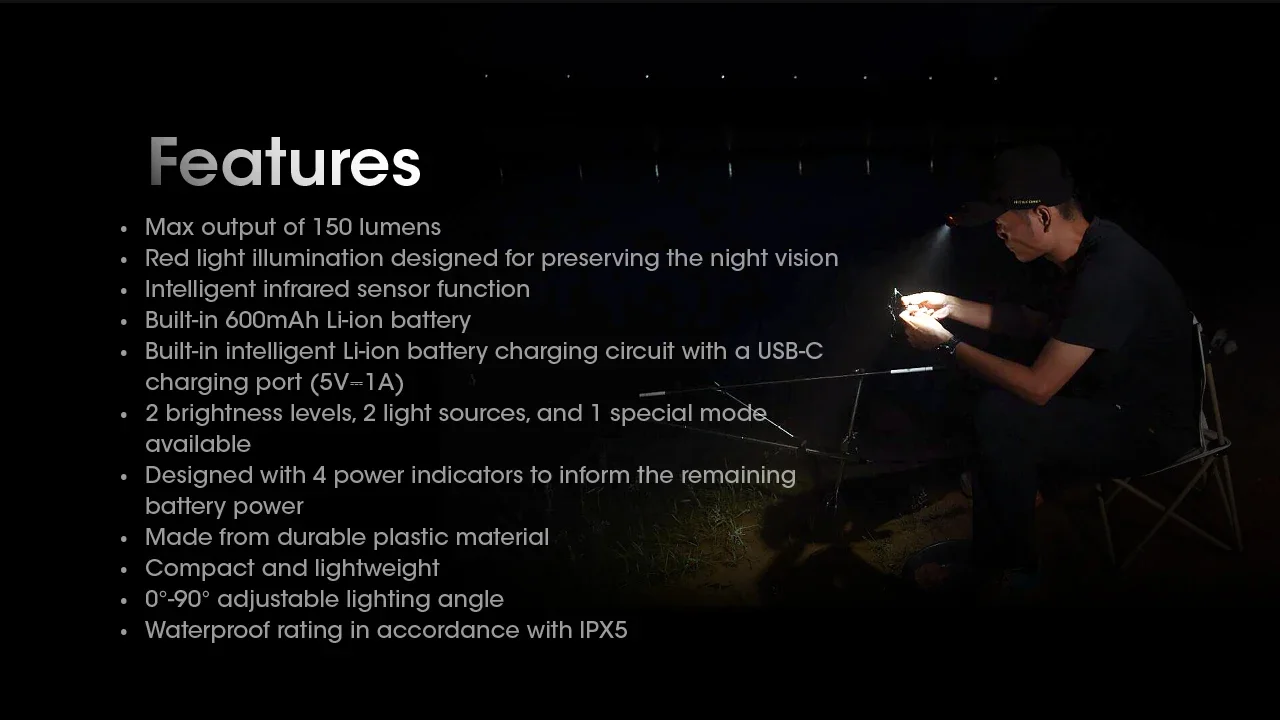 NITECORE NU11 Rrechargeable Intelligent IR Sensor Clip-on Cap Light 150Lumens Built in 600mAh battery
