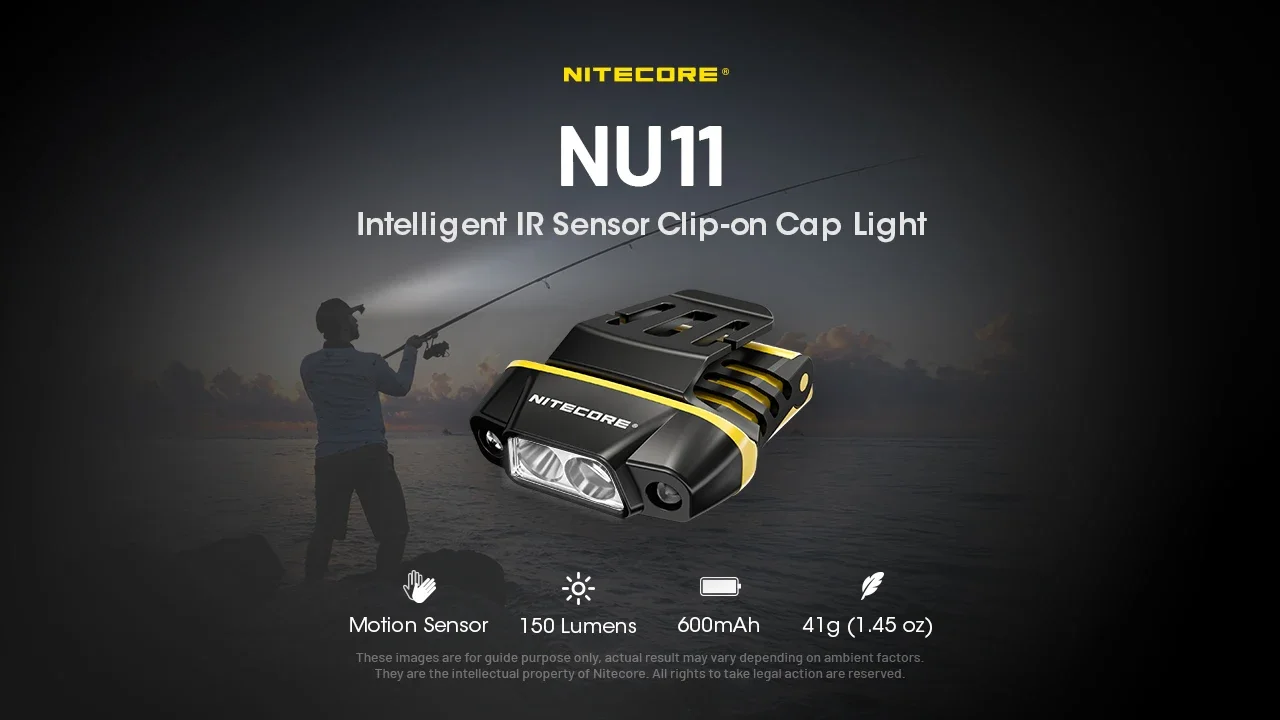 NITECORE NU11 Rrechargeable Intelligent IR Sensor Clip-on Cap Light 150Lumens Built in 600mAh battery