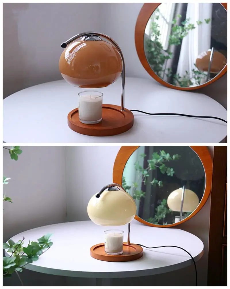 Table Lamp Aromatherapy Candlestick Lamp Bedroom Bedside Atmosphere Retro Glass Desk Lamp Study Office Home Candle Warmers Lamp