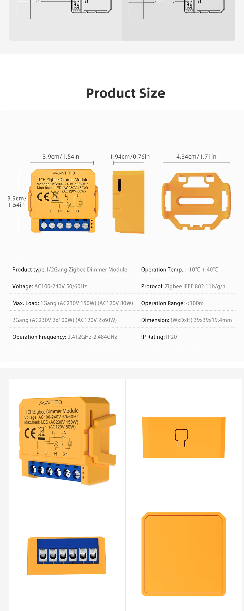 AVATTO WiFi/ZigBee Smart Dimmer Switch Module 1/2 Gang Dimmer Light Switch Module APP Remote Control For Tuya Alexa Google Home
