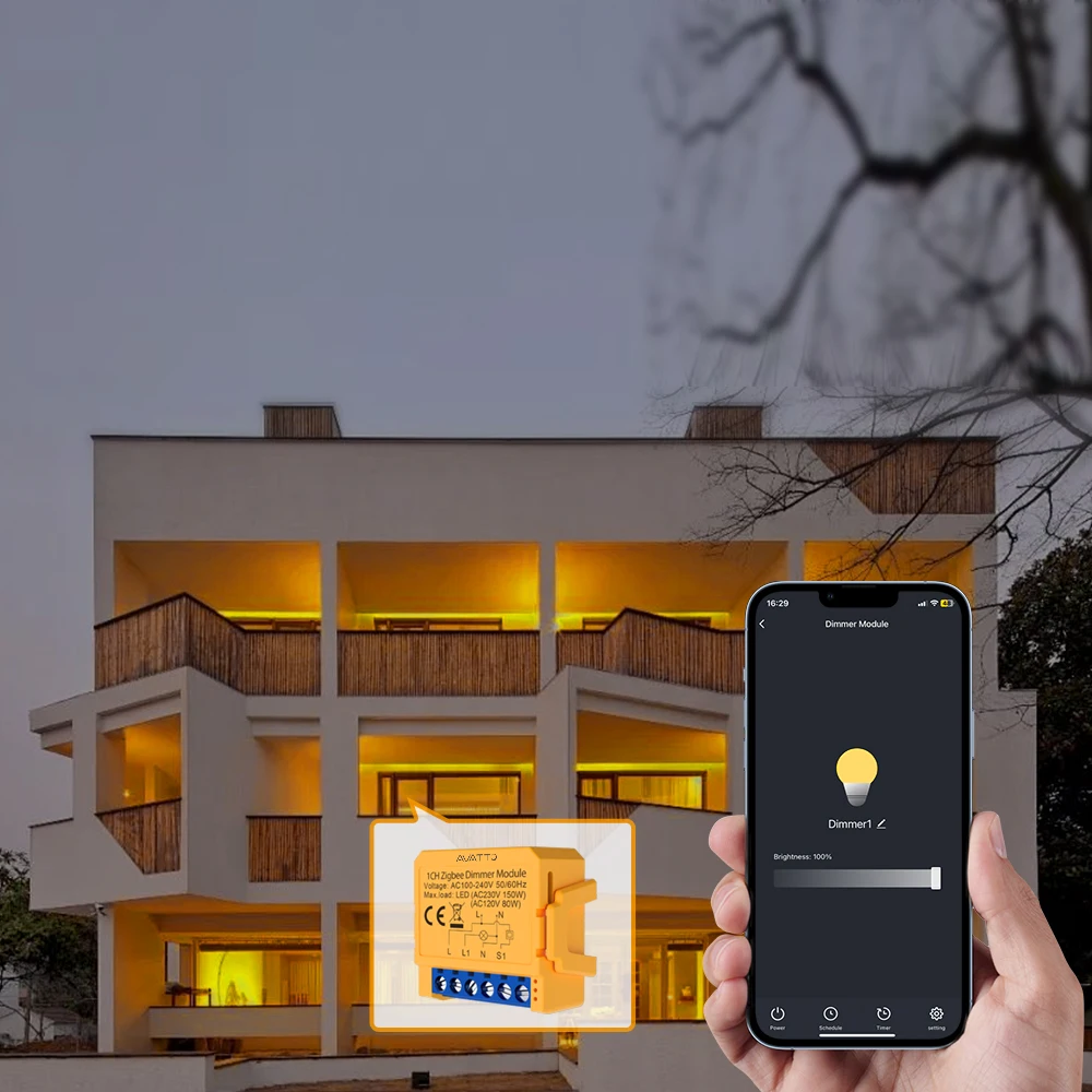 AVATTO WiFi/ZigBee Smart Dimmer Switch Module 1/2 Gang Dimmer Light Switch Module APP Remote Control For Tuya Alexa Google Home
