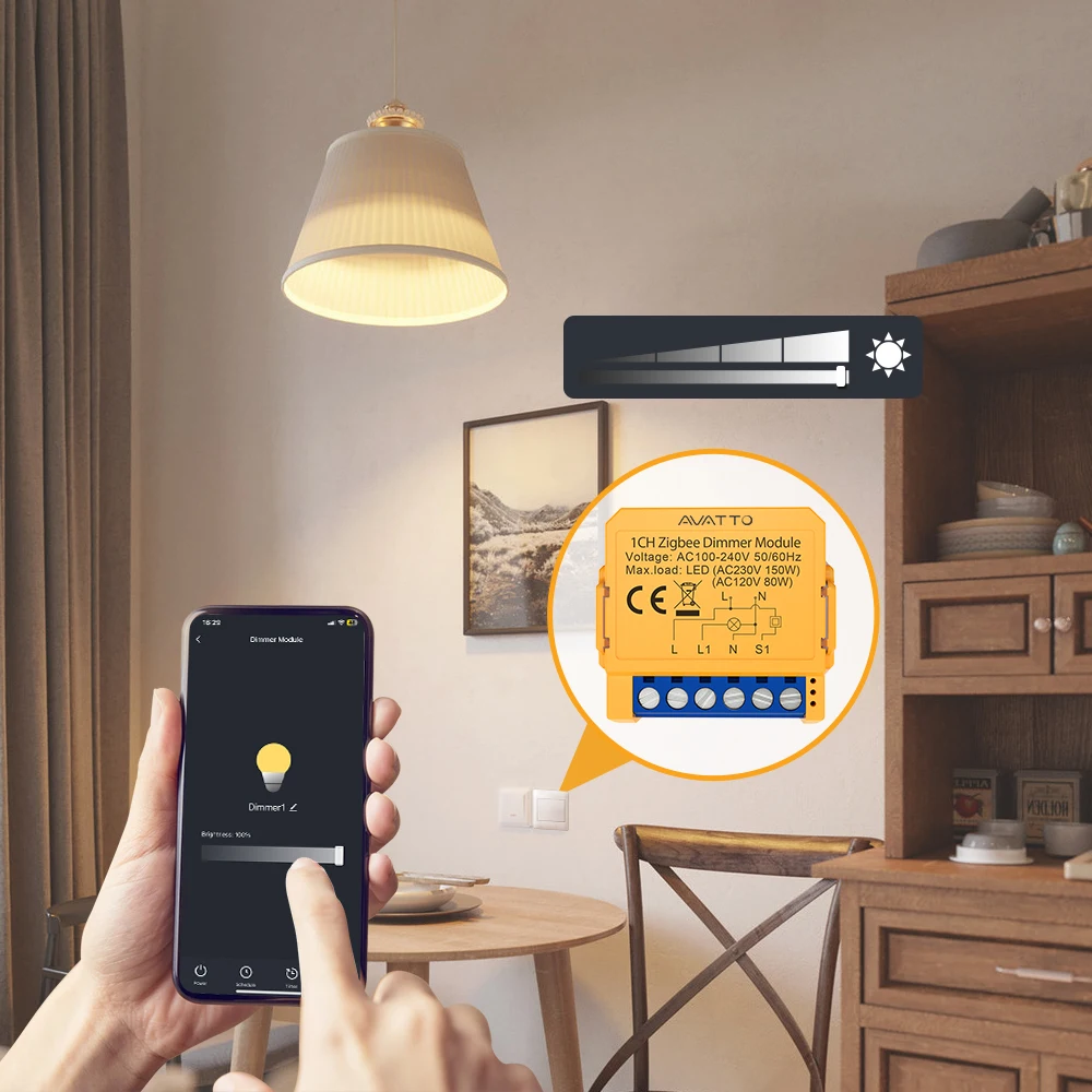AVATTO WiFi/ZigBee Smart Dimmer Switch Module 1/2 Gang Dimmer Light Switch Module APP Remote Control For Tuya Alexa Google Home