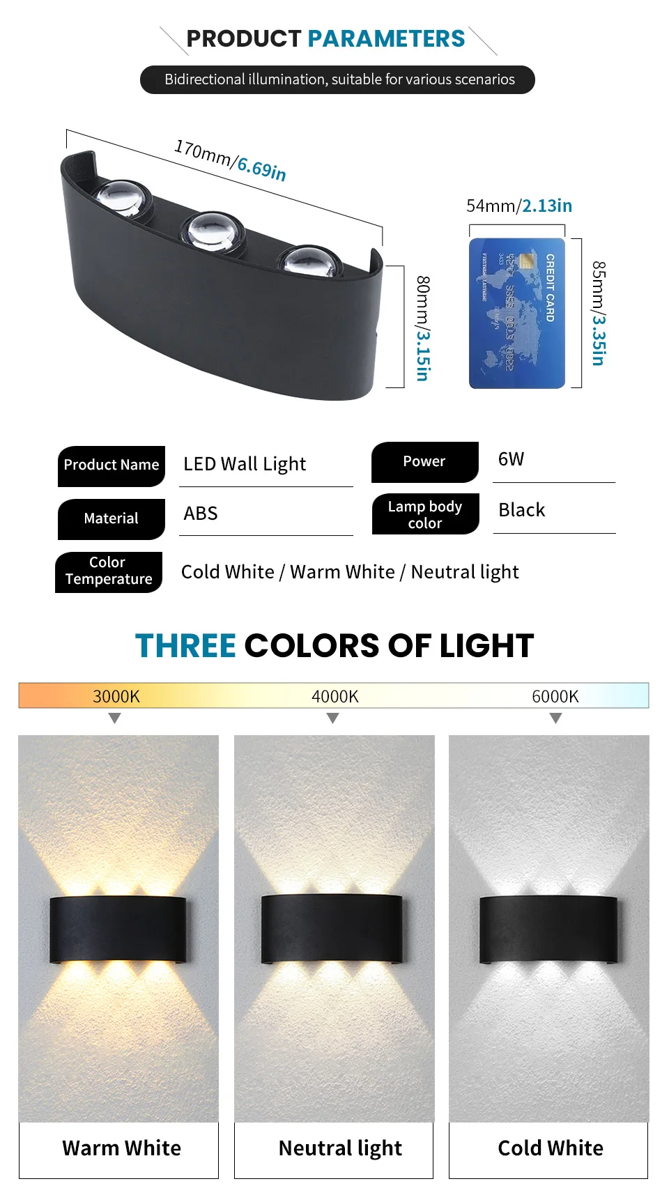 6W LED Wall Light Outdoor Waterproof Garden Fence Indoor Fashion Wall Lamp For Bedroom Bedside Living Room Stairs