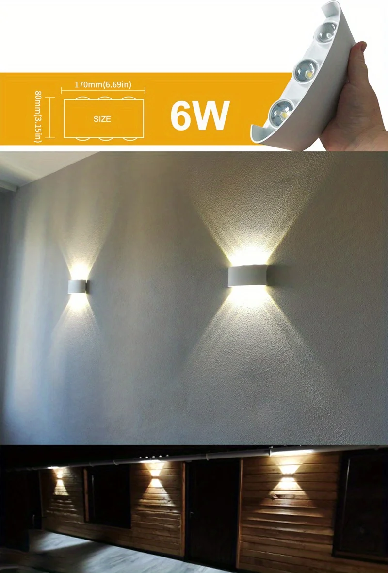 6W LED Wall Light Outdoor Waterproof Garden Fence Indoor Fashion Wall Lamp For Bedroom Bedside Living Room Stairs