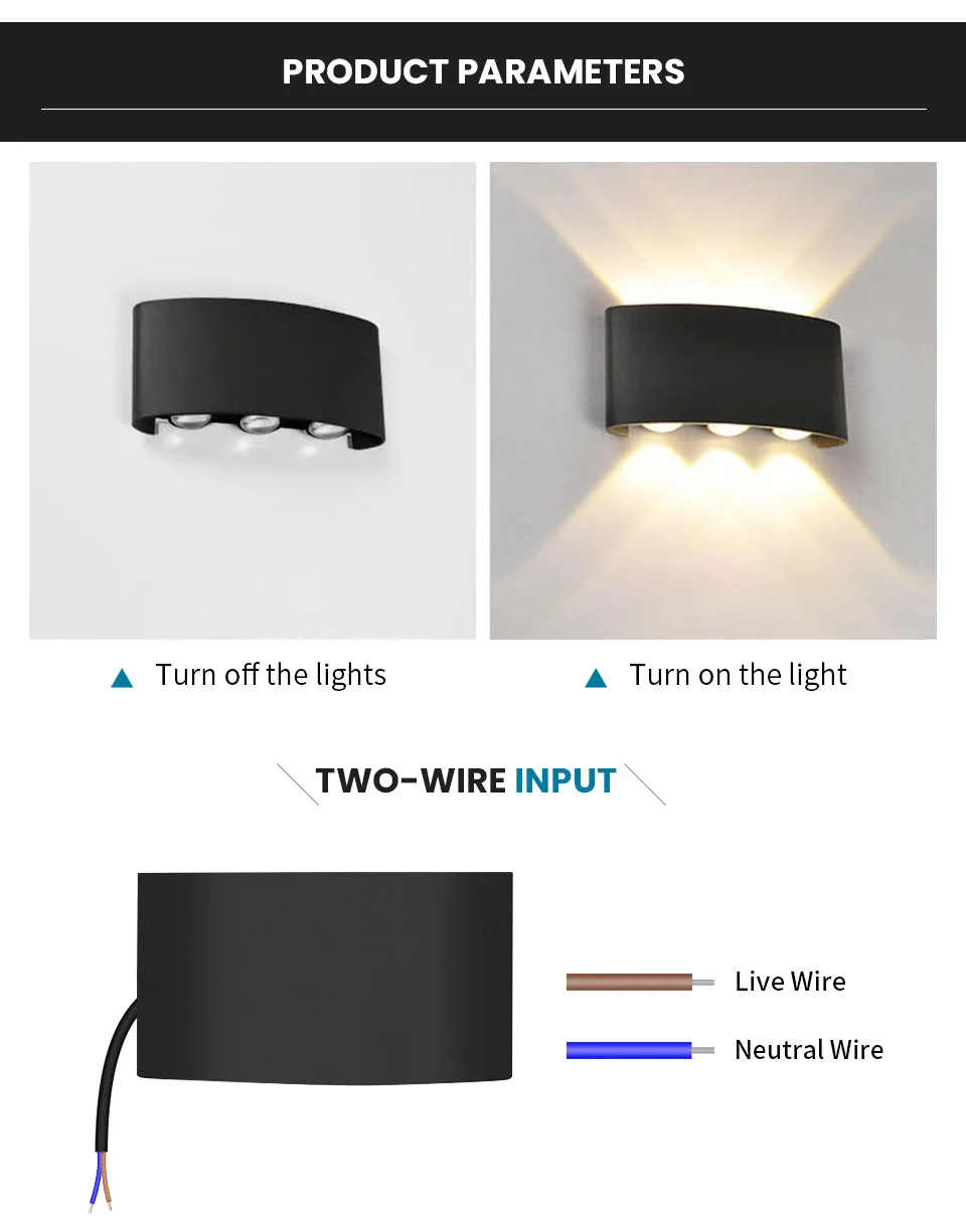 6W LED Wall Light Outdoor Waterproof Garden Fence Indoor Fashion Wall Lamp For Bedroom Bedside Living Room Stairs