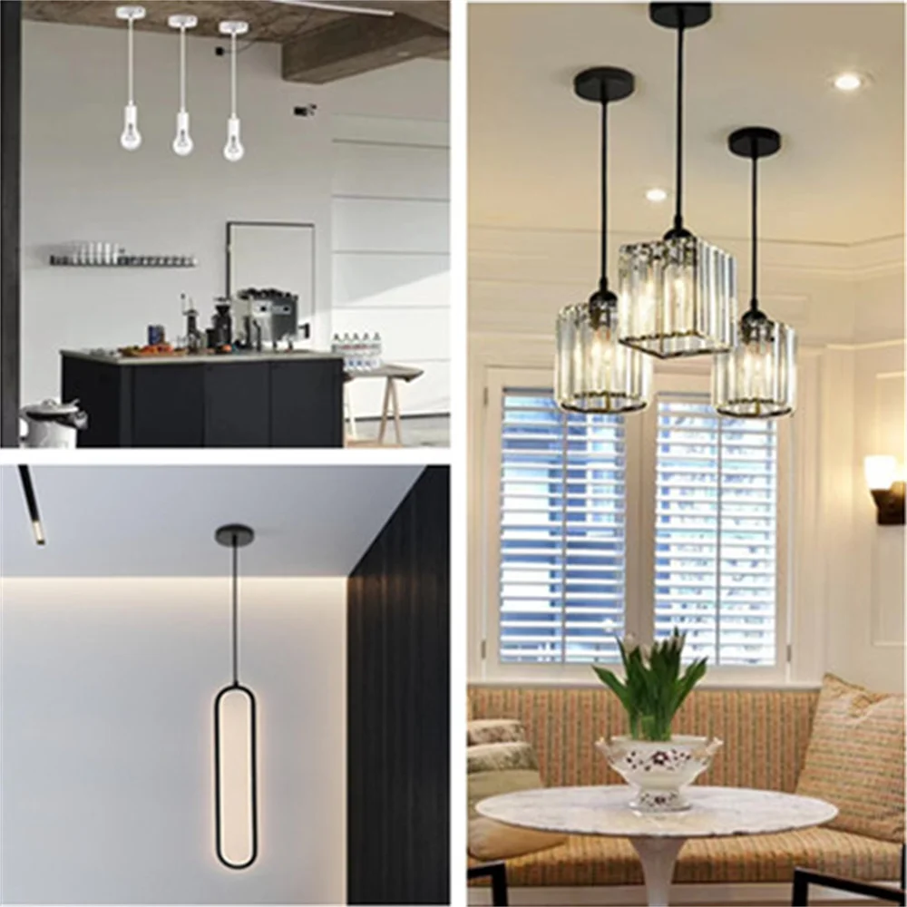 Ceiling Plate Round 8/10/12/15/25/30cm Black/White Lighting Accessories For Pendant Lamp Ceiling Lamp DIY +Lock Wire Lamp Base