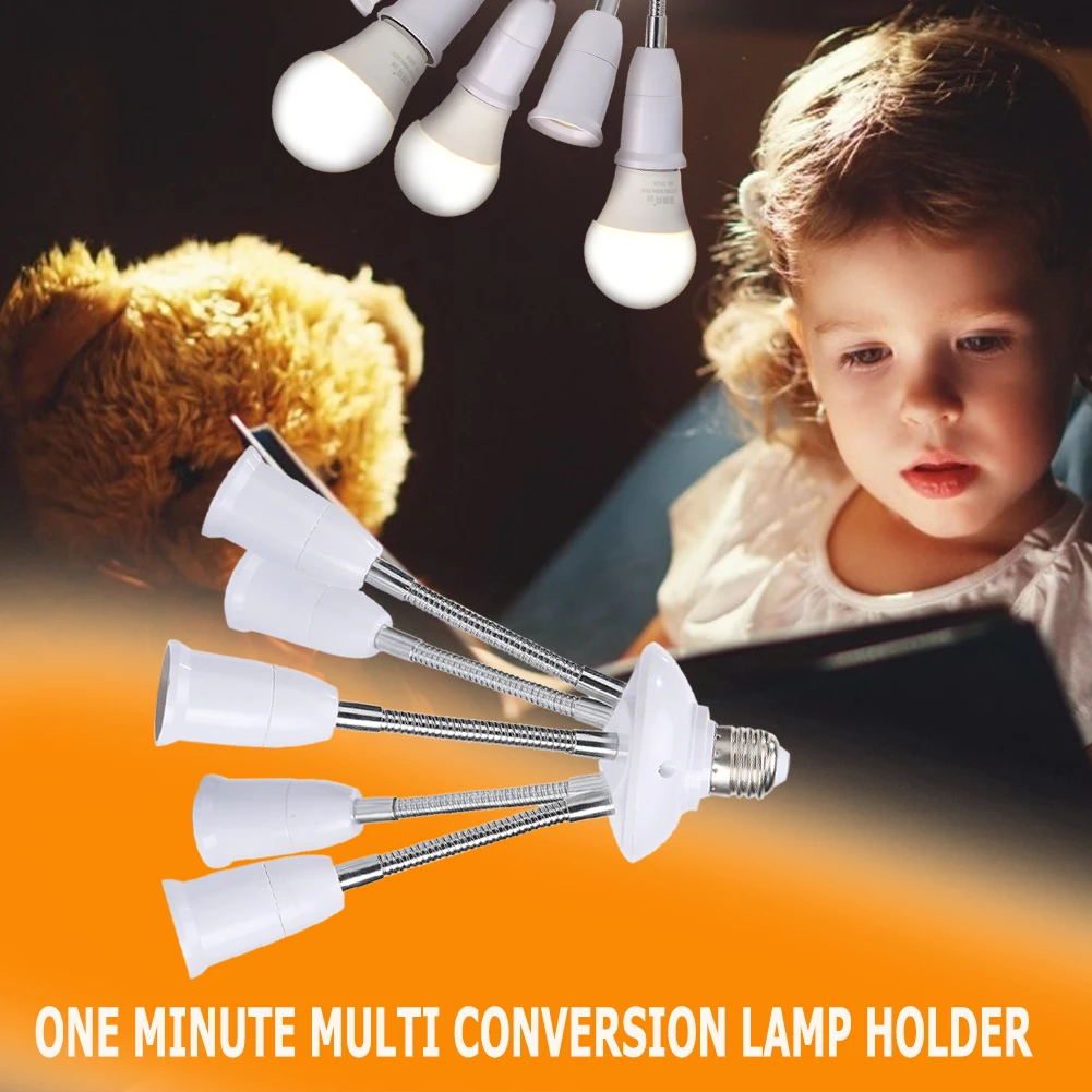 Universal E27 Lamp Base 85-285V Adjustable Tube LED Light Bulb Extension Lamp Holder 2/3/4/5Head Adapter Conversion Socket