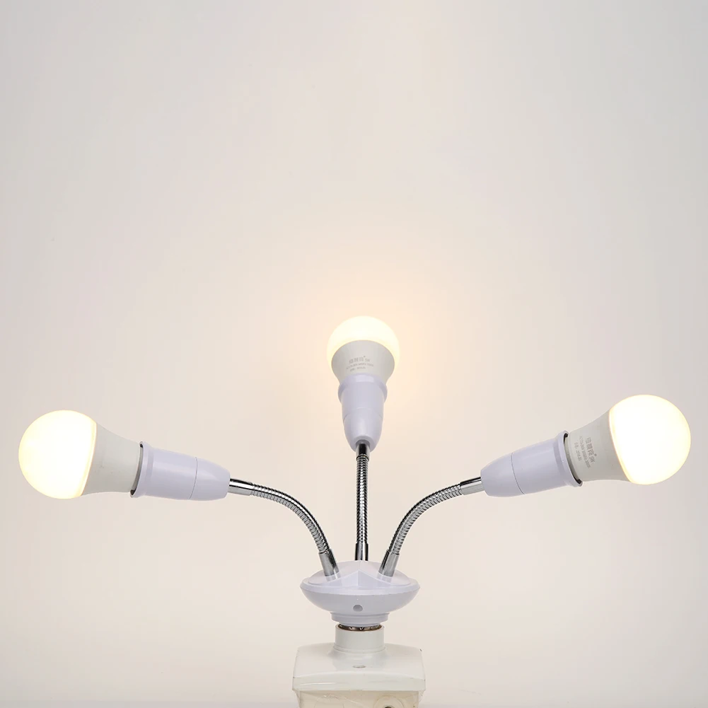 Universal E27 Lamp Base 85-285V Adjustable Tube LED Light Bulb Extension Lamp Holder 2/3/4/5Head Adapter Conversion Socket