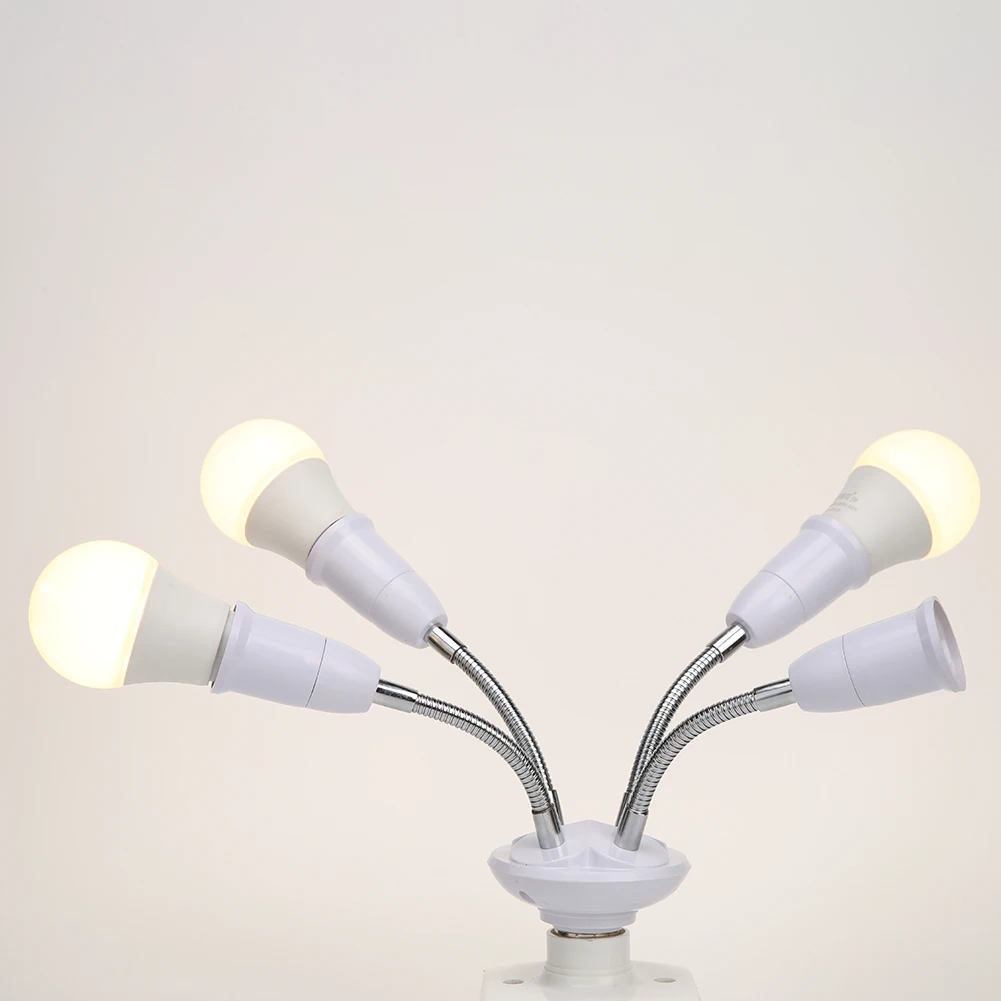 Universal E27 Lamp Base 85-285V Adjustable Tube LED Light Bulb Extension Lamp Holder 2/3/4/5Head Adapter Conversion Socket