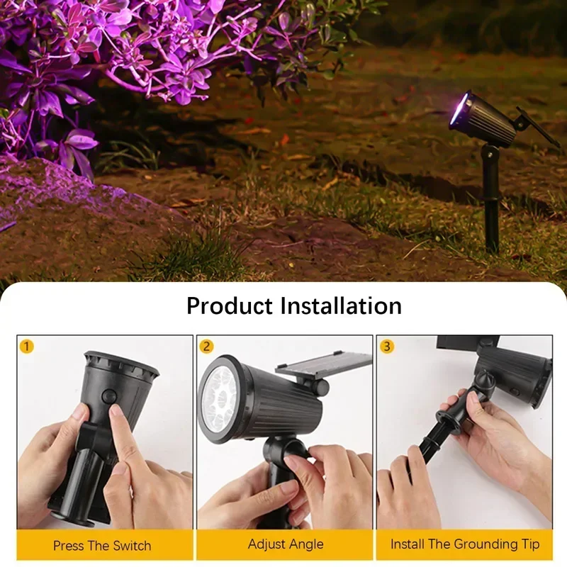 9/4 LED Solar LED Light Spotlights Outdoor IP65 Waterproof Lights Brightness Adjustable for Garden Backyard Driveway Patio Decor