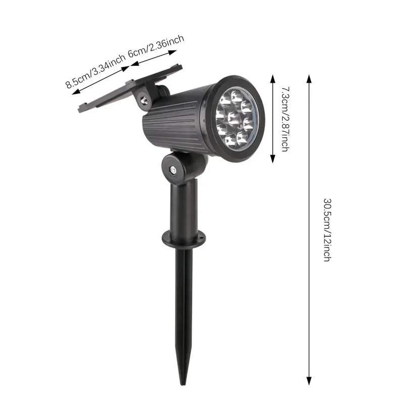 9/4 LED Solar LED Light Spotlights Outdoor IP65 Waterproof Lights Brightness Adjustable for Garden Backyard Driveway Patio Decor