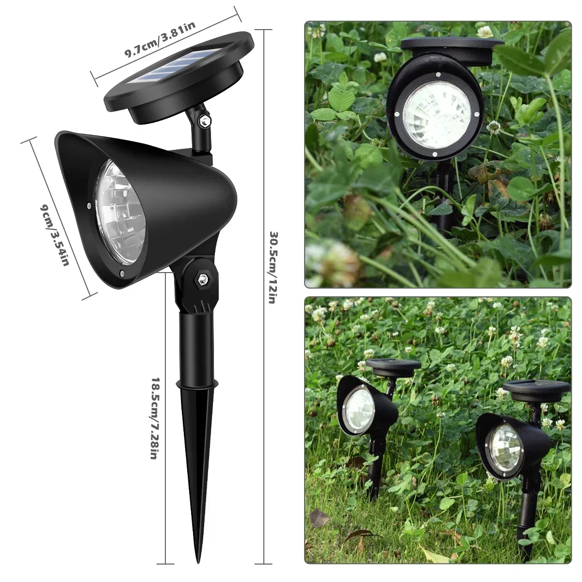 9/4 LED Solar LED Light Spotlights Outdoor IP65 Waterproof Lights Brightness Adjustable for Garden Backyard Driveway Patio Decor
