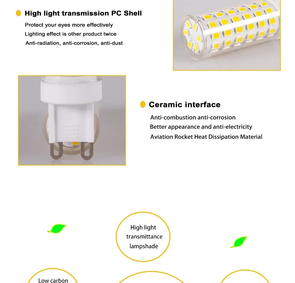 10PCS 7W 5W 3W Brightest G9 LED Lamp AC220V Ceramic SMD2835 LED Bulb Warm/Cool White Spotlight Replace Halogen Light Wholesale