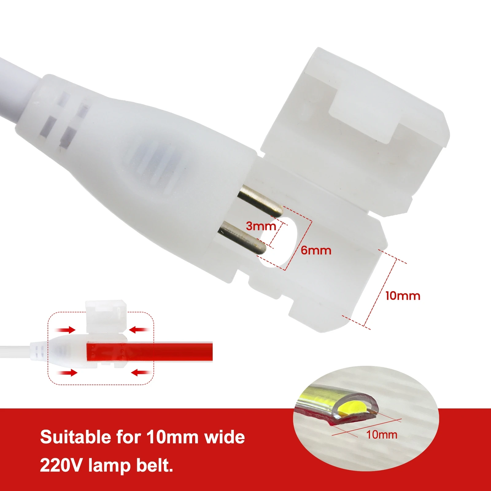 AC 230V COB Strip 240LEDs/M IP65 Waterproof Tape Adhesive With 2Pin Wire Cable 220V Cold Natural Warm White 10CM Can Be Cut