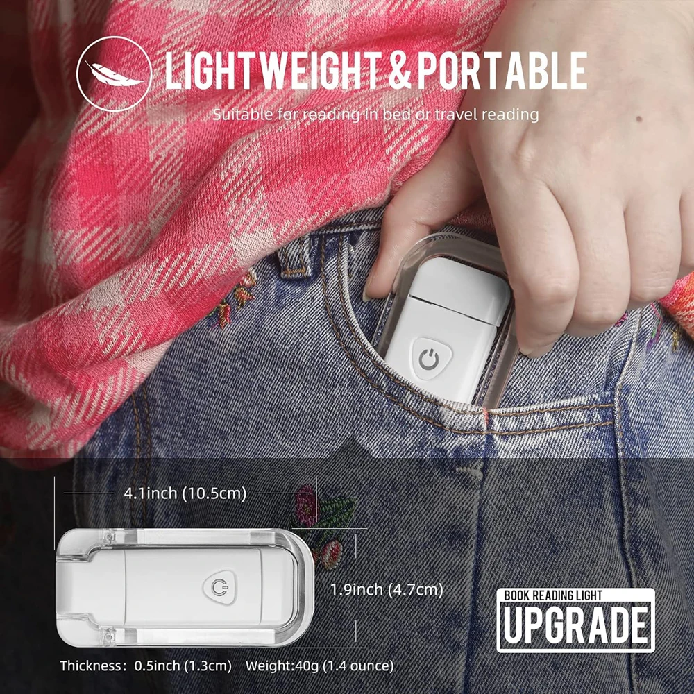 Book Light LED USB Rechargeable Reading Light Eye Protection Night Light Portable Clip Desk Light Bookmark Read Light