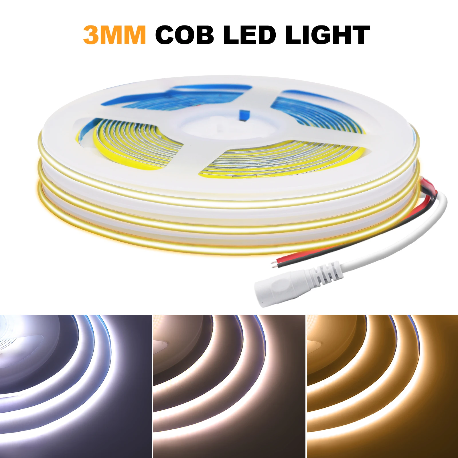 DC5V USB COB LED Strip 3mm 5mm 8mm Width 12V 320LEDs Flexible LED Strip Light with Adhesive High Density Linear Lighting
