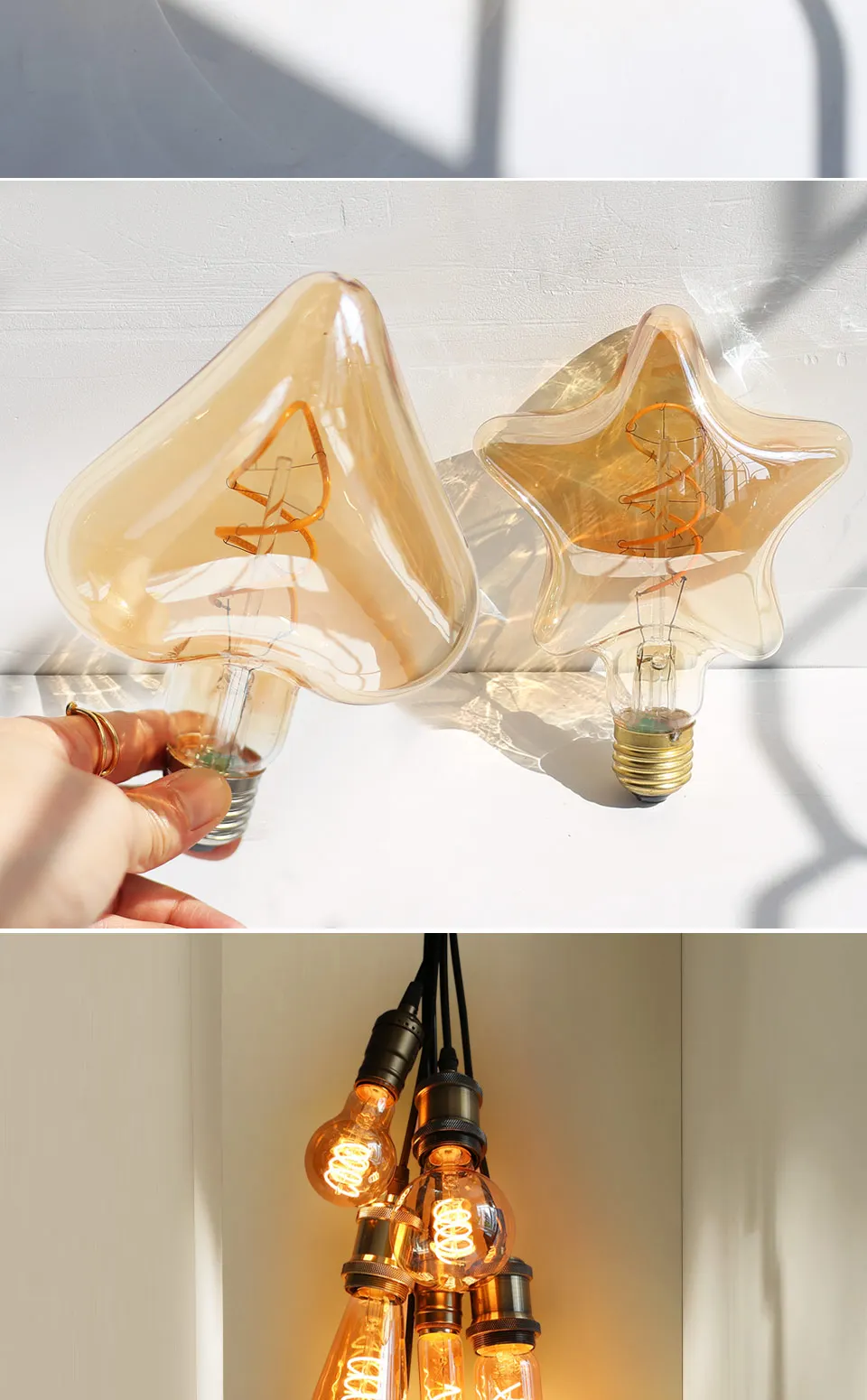 Retro Edison E27 E14 LED Light Bulb 220V Diamond Love ST64 A60 G80 G95 G125 T185 Vintage Glass Bulb Lamp For Home Decor Lighting