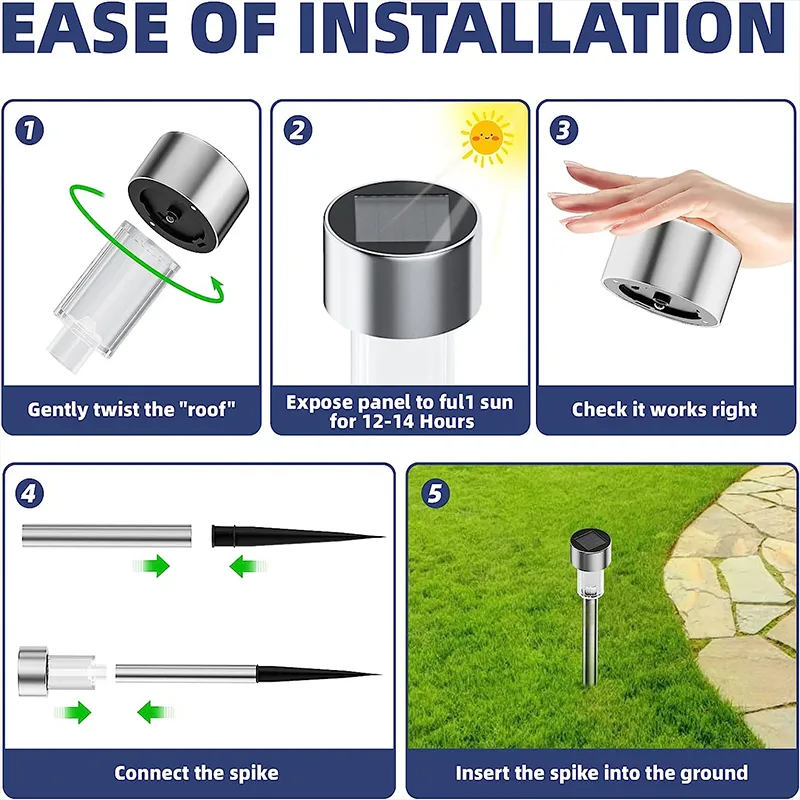 10Pack Solar Outdoor Lights Garden Lantern Solar Powered Lamp Waterproof Landscape Lighting Pathway Yard Lawn Garden Decoration