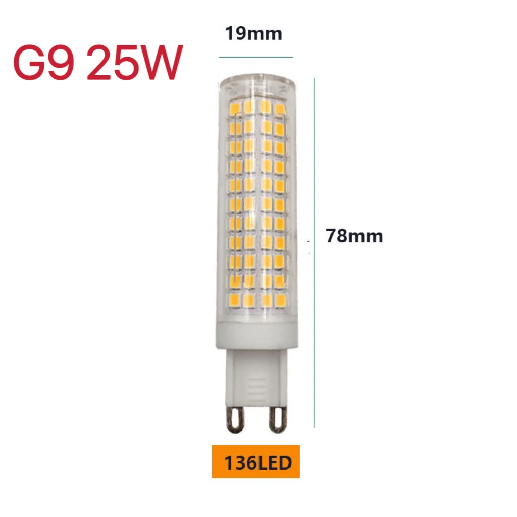 10Pcs G9 LED Corn Wick Bulbs 9W 15W 20W 25W 136 LEDs Ceramic Material No Flicker 110-220V Insertion Height Lighting Bulb